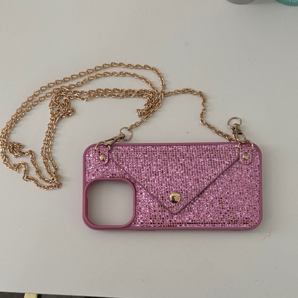 Iphone 15 Pro Max cover wallet  mini bag pink